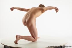 Nude Man White Kneeling poses - ALL Slim Short Blond Kneeling poses - on one knee Realistic